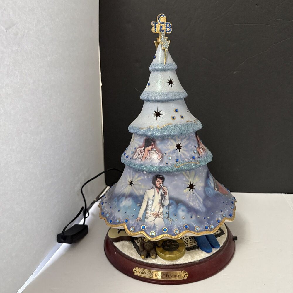 Elvis Presley Bradford Exchange Blue Christmas Tree w/ Lights & Motion, No Sound